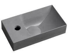Sapho Piccolino Betonové Umývátko 30,8x17cm, Baterie Vlevo, šedá Mat