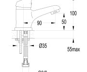 Aqualine 35 Stojánková Umyvadlová Baterie, Chrom