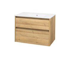 Mereo Opto, Koupelnová Skříňka S Keramickým Umyvadlem 81 Cm, Dub Riviera