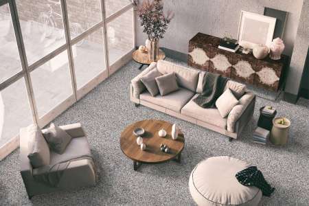 Obývací pokoj s terrazzo dlažbou Gambini D_Project