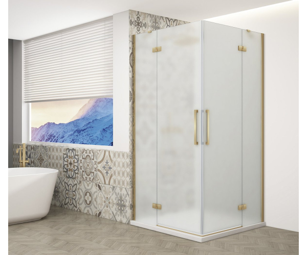 Gelco Trinity Gold Matt čtvercový Sprchový Kout 900x900mm, Rohový Vstup, Matné Sklo