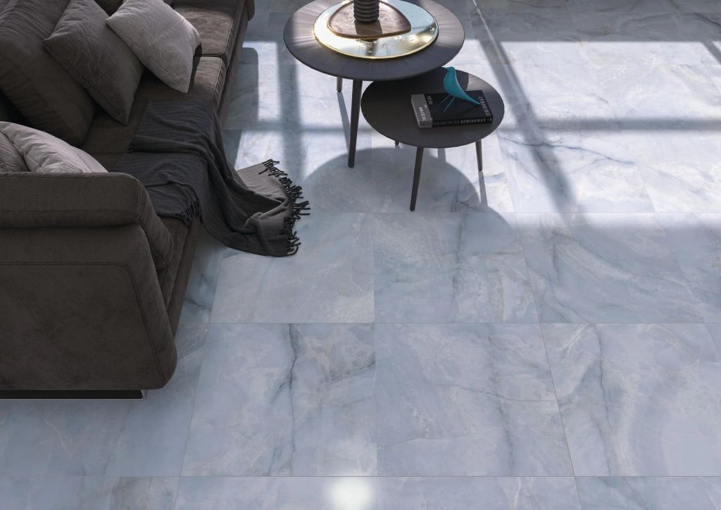 Realizace Podlaha z imitace mramoru Onix Blue Mate 60x60 (Cifre)