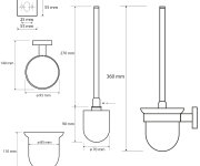 Sapho X-square Wc štětka Závěsná, Mléčné Sklo, Chrom