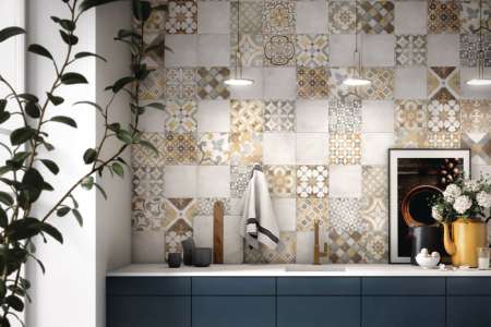 Obklad za KUCHYŇSKOU linku patchwork Polis Azulejos