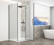 Gelco Trinity Black Obdélníkový Sprchový Kout 900x800mm, Matné Sklo, Pravé