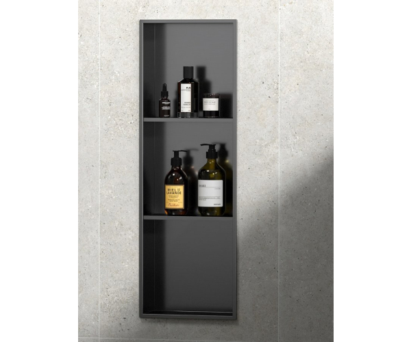 Sapho Denbo Zapuštěná Police Do Obkladu, 270x810mm, Nerez, Gun Metal
