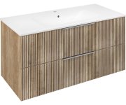 Sapho Set Koupelnová Skříňka Cirasa Strip 100cm S Umyvadlem A Led Zrcadlem, 2x Zásuvka, Dub Alabama