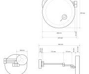 Sapho X-round Black Kosmetické Zrcátko Závěsné Led, ø 200mm, černá Mat