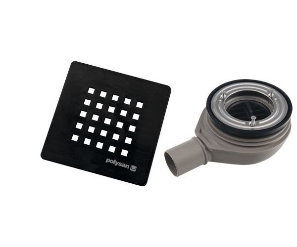 Polysan Treneca Vaničkový Sifon, Průměr 90mm, Dn40, Krytka černá Mat