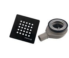 Polysan Treneca Vaničkový Sifon, Průměr 90mm, Dn40, Krytka černá Mat