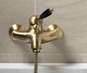 Sapho Kirké Black Nástěnná Vanová Baterie, černá Páčka, Bronz