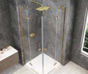 Polysan Globe Gold Matt čtvercový Sprchový Kout 900x900mm, Rohový Vstup, čiré Sklo