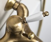 Sapho Kirké White Nástěnná Vanová Baterie, Bílá Páčka, Bronz
