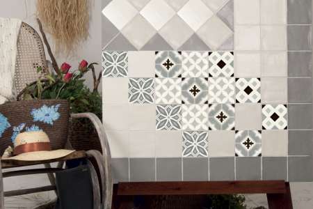 Deceram Madelaine Bianco / Grigio Perla a Cenere / Decor 2, 7,8,9,10