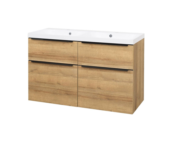 Mereo Mailo, Koupelnová Skříňka S Umyvadlem Z Litého Mramoru 121 Cm, Dub Riviera, če