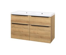 Mereo Mailo, Koupelnová Skříňka S Umyvadlem Z Litého Mramoru 121 Cm, Dub Riviera, če