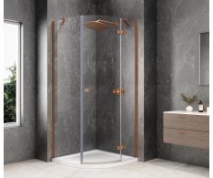 Polysan Globe Copper Matt čtvrtkruhový Sprchový Kout 800x800mm, čiré Sklo, Pravé
