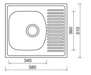 Dřez Short 580, Matný Povrch, Tloušťka 0,5 Mm, Včetně Sifonu (spns3s) A 3 1/2" Sítkového Ventilu S-STSSHM5805105V