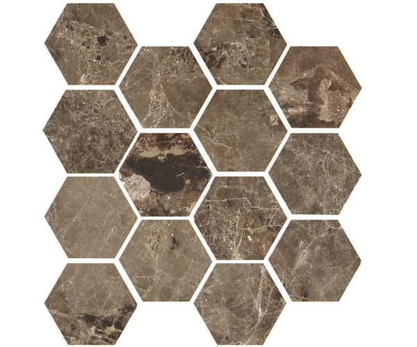 Mozaika jako mramor APE Malla Imperial Brown 3D Honed 29x27 Lapp.  - hnědá