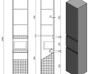 Aqualine Altair Vysoká Skříňka S Košem 40x184x31cm, Pravá, Dub Emporio
