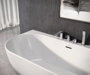 Vanová baterie na okraj vany Flat, 4-otvorová - FL 026.00CR Vanová stojánková 4-otvorová baterie se sprchovým setem, chrom X070120