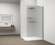Polysan Esca Gun Metal Jednodílná Sprchová Zástěna K Instalaci Ke Stěně, Sklo Flute, 800 Mm