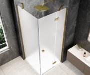 Polysan Globe Gold Matt čtvercový Sprchový Kout 800x800mm, Matné Sklo, Pravé