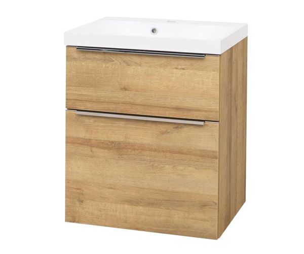 Mereo Mailo, Koupelnová Skříňka S Umyvadlem Z Litého Mramoru 61 Cm, Dub Riviera, Elox