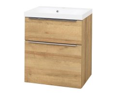 Mereo Mailo, Koupelnová Skříňka S Umyvadlem Z Litého Mramoru 61 Cm, Dub Riviera, Elox