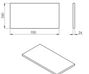 Sapho Plato Deska Rockstone 700x24x360mm, Bílá Mat