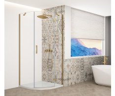 Gelco Trinity Gold Matt čtvrtkruhový Sprchový Kout 900x900mm, čiré Sklo, Pravé