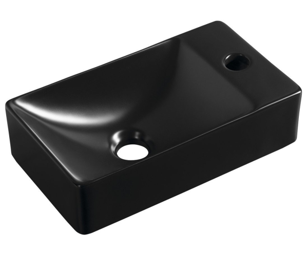 Sapho Margitha Keramické Umývátko 38x22cm, Otvor Pro Baterii Vpravo, černá Mat