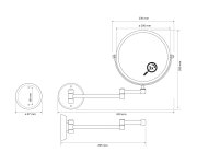 Sapho X-round E Kosmetické Zrcátko Závěsné, ø 200mm, Oboustranné, Chrom