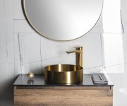 Sapho Notion Kulaté Zrcadlo V Rámu ø 80cm, Zlato Mat