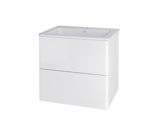 Mereo Siena, Koupelnová Skříňka S Umyvadlem Z Litého Mramoru 61 Cm, Bílá Lesk