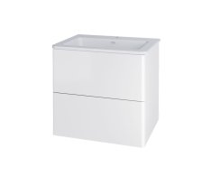 Mereo Siena, Koupelnová Skříňka S Umyvadlem Z Litého Mramoru 61 Cm, Bílá Lesk