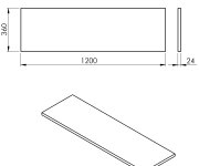 Sapho Plato Deska Rockstone 1200x24x360mm, Bílá Mat