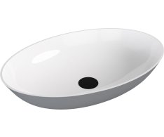 Polysan Banera Oval Umyvadlo Na Desku, Litý Mramor, 60x40cm, Bílá/šedá Mat