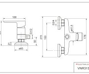 Ventura, Sprchová Stěnová Baterie Bez Sprchové Sady, Horní Vývod, Rozteč 150 Mm VNR3131