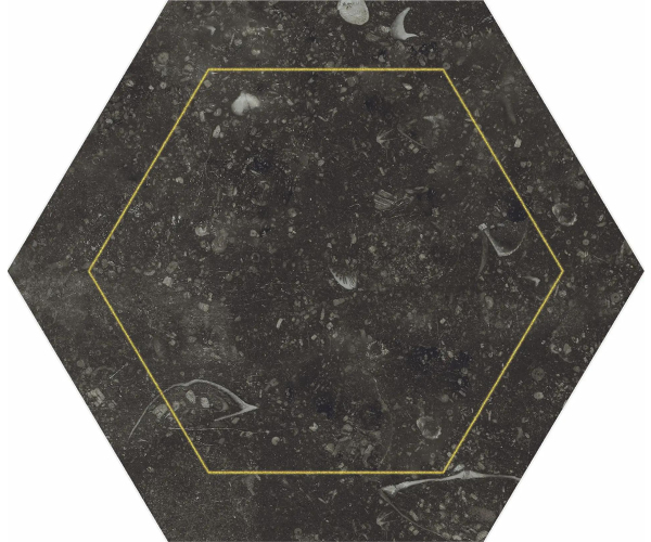 Dekor jako kámen EdimaxAstor Concert Esagono Dec.Gold Black 16,7x14,5 Matt. - antracitová