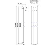 Sapho Pilon Otopné Těleso 196x1800mm, Se Třemi Háčky Pro Ručník, Chrom