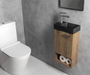 Sapho Piccolino Betonové Umývátko 30,8x17cm, Baterie Vlevo, Antracit Mat