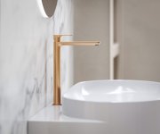 Umyvadlová stojánková baterie Eleganta BeCool EL 015.01 - EL 015.61RGB Umyvadlová stojánková baterie BeCool 335 mm bez výpusti, růžové zlato kartáčované X070423