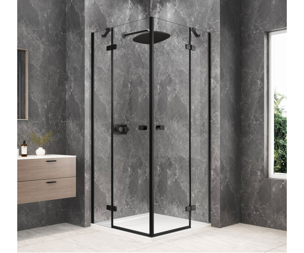 Polysan Globe Black čtvercový Sprchový Kout 800x800mm, Rohový Vstup, čiré Sklo
