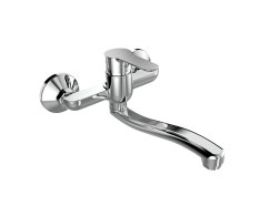 Mereo Dřezová Nástěnná Baterie, Zuna, 150 Mm, S Ramínkem Plochým Vyhnutým 200 Mm, Chrom