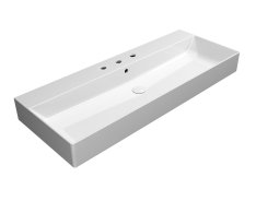 Gsi Kube X Keramické Umyvadlo 120x47cm, Broušená Spodní Hrana, 3 Otvory, Bílá Extraglaze