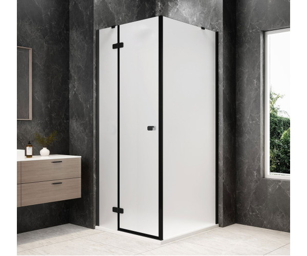 Polysan Globe Black čtvercový Sprchový Kout 800x800mm, Matné Sklo, Levé