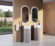 Sapho Oasis Keramické Umyvadlo Volně Stojící ø 40x89cm, Bílá/beton Pearl Grey