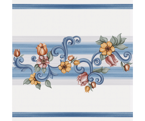 Retro dlažba La Fenice Polveri Vietresi Minori Fascia Decorato a Mano 60,5x60,5