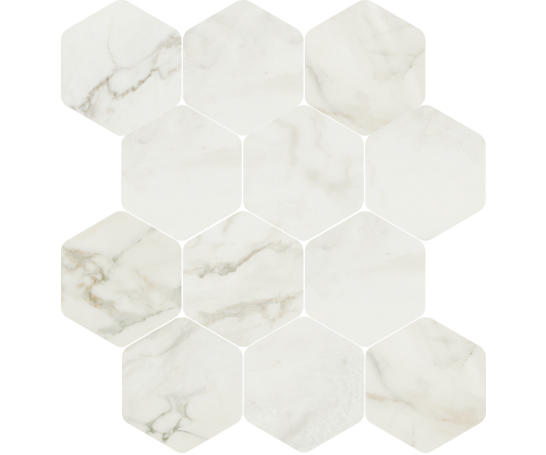 Mozaika jako mramor Ascot Kobe Mosaico Esagona T12 Borghini 30x34,7 Nat. Rett. - bílá